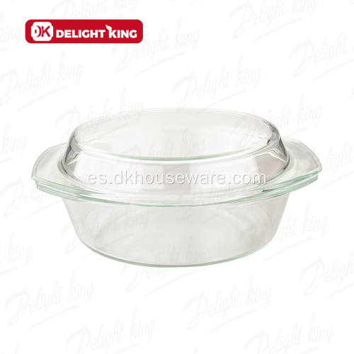 Cazuela de vidrio de alta borosilicato con cubierta.